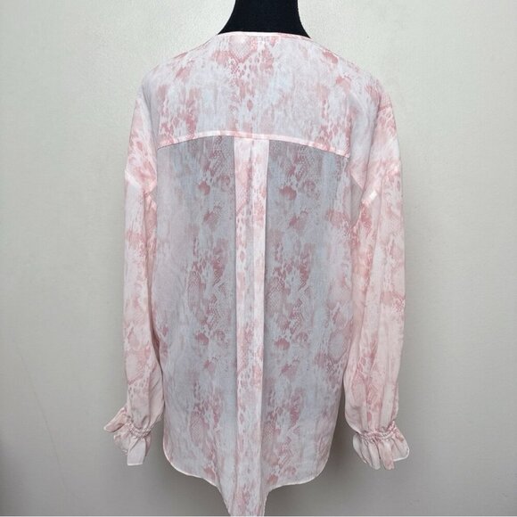 Allsaints Womens 4 Snake Print Wrap Sheer Pink Blouse - Picture 3 of 14
